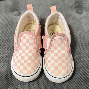 Vans Kids Pink and White Checkered Sneakers